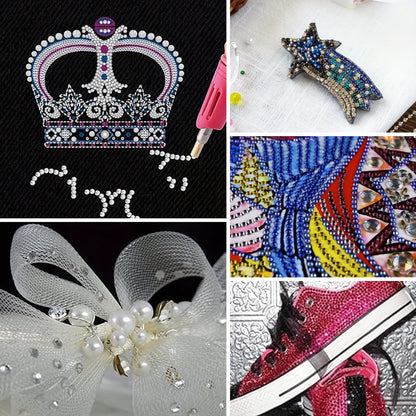 Hotfix Rhinestone Applicator Kit Complete Bedazzling Set with Wand 7 Tips Multi-Color Crystal Stones Tweezers Wax Pens & Storage Bag - DIY Bling Tool for Clothing Fabric Leather Crafts