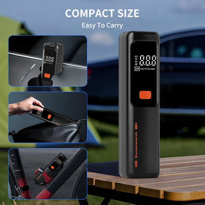 Cordless Tire Inflator Portable Air Compressor with Digital Pressure Gauge, USB Rechargeable, 3X Fast Inflation for Car, SUV, Truck, Bike, Motorcycle, Ball & Sports Equipment – Compact Auto Air Pump