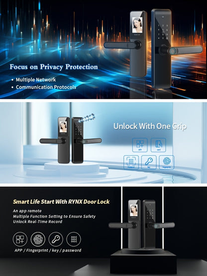 Smart Door Lock Fingerprint Keyless Entry – WiFi App Control, Numeric Keypad, Biometric Fingerprint, Wide-Angle Camera Option, 4-in-1 & 7-in-1 Models for Home, Rental, Office & Hotel