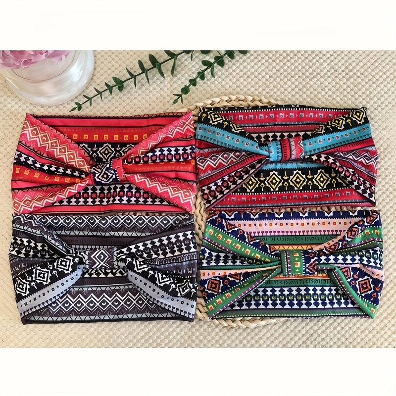8pcs Wide African Turban Headbands for Women – Boho Paisley Anti-Slip Elastic Headwraps for Sports, Yoga, Running & Daily Wear, Moisture-Wicking Hair Accessories Set