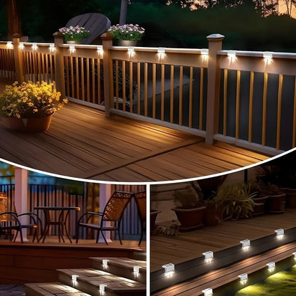 Solar Deck Lights Outdoor Waterproof LED Step Stair Fence Lights 8 16 32 Pack Auto Dusk to Dawn 800mAh Warm White Solar Powered Pathway Patio Garden Driveway Yard Wall Lighting