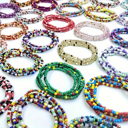 20pcs Boho Colorful Glass Bead Necklace and Elastic Waist Chain Set for Women Mixed Color Beach Bikini Body Jewelry for Party Vacation Festival
