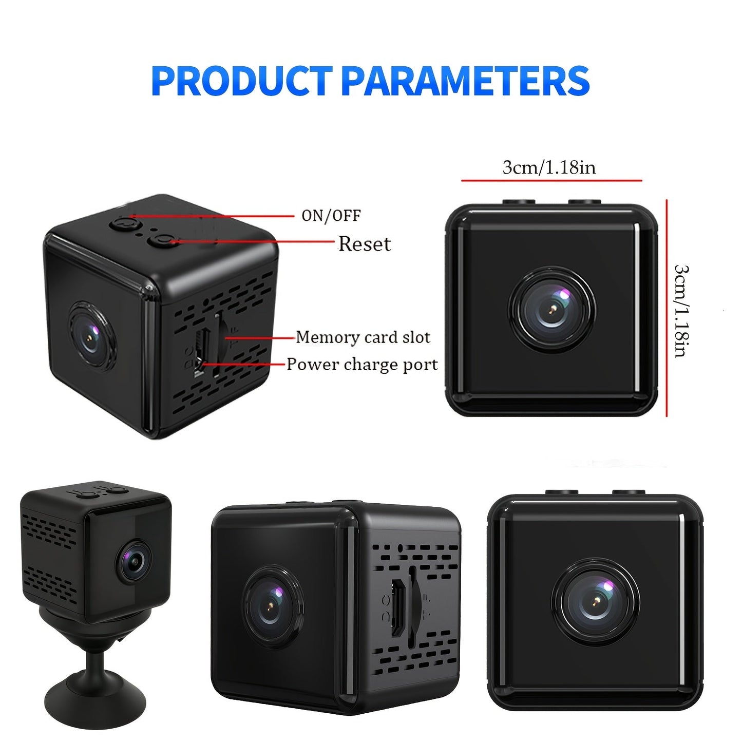 2K Mini Wireless Security Camera – WiFi Indoor Surveillance Camera with Night Vision, Magnetic Mount, Continuous Recording, Baby & Pet Monitor, USB/Battery Powered, SD Card & Cloud Storage