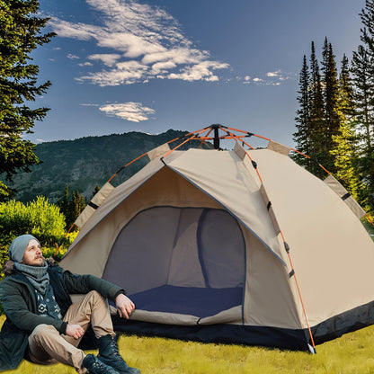 Automatic Instant Setup Camping Tent 1-4 Person All-Season Windproof Lightweight Tent with Dual Doors & Mesh Windows for Camping Hiking Travel – Durable Portable Outdoor Shelter
