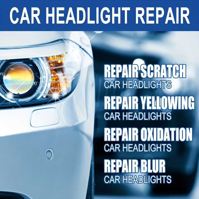 Headlight Restoration Kit with Restoration Fluid & Sponge – Removes Yellowing, Cloudiness & Oxidation, Restores Clarity & Shine Fast, Universal Fit for All Car Models, DIY Headlight Lens Repair & Polish Set