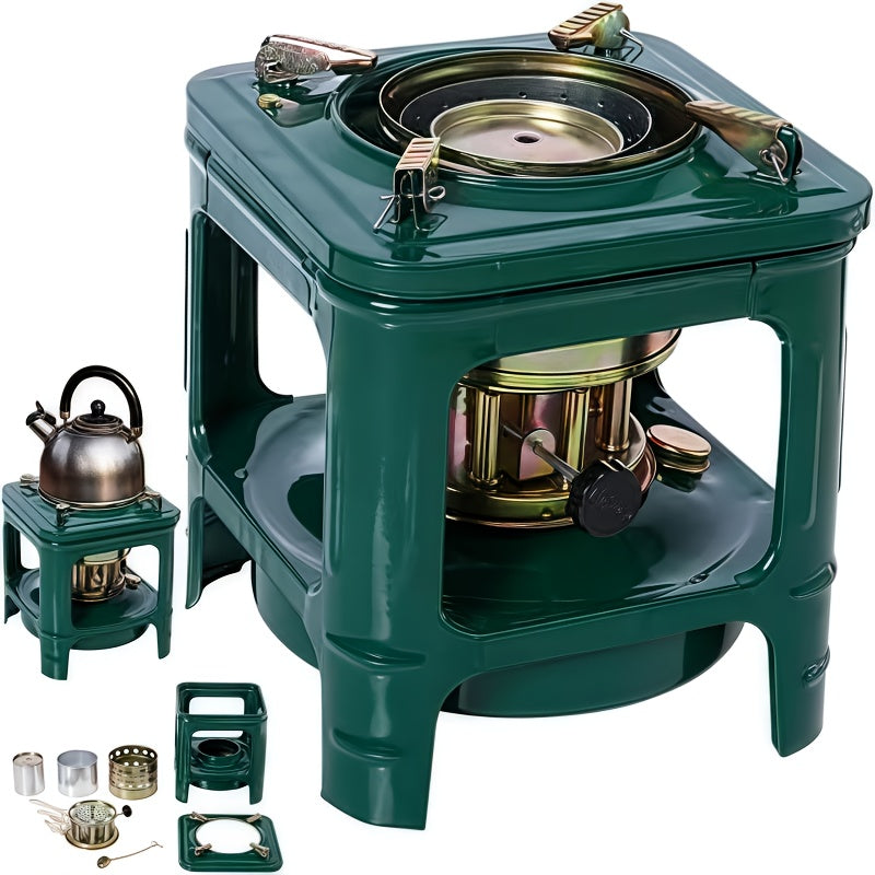 Portable Kerosene Camping Stove with Built-In Burner, Lightweight Paraffin Outdoor Heater & Cooker with Adjustable Flame Control for Camping, Picnics & Barbecues