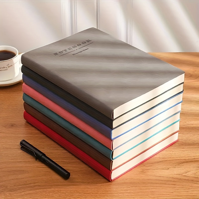 Soft Faux Leather Notebook 5-Pack Set Square Ruling Soft Cover Bookmark Extra Thick Pages for Business Meetings School Academic Writing – 7 Colors
