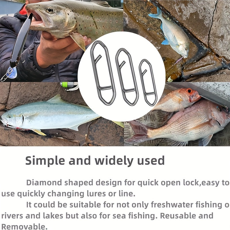 Fishing Snap Swivels 160pcs Stainless Steel Quick Connect Pins – Anti-Rust Lure Connector Hanging Ring for Sea Fishing Bass Saltwater Freshwater