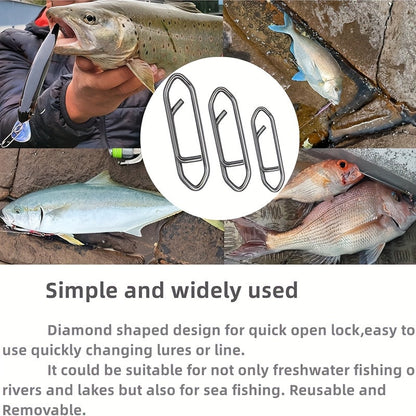Fishing Snap Swivels 160pcs Stainless Steel Quick Connect Pins – Anti-Rust Lure Connector Hanging Ring for Sea Fishing Bass Saltwater Freshwater