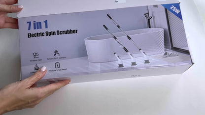 Electric Spin Scrubber with 7 Replaceable Brush Heads – Cordless, Dual Adjustable Speeds, Adjustable Detachable Handle, for Bathroom, Tub, Tile & Floor Cleaning