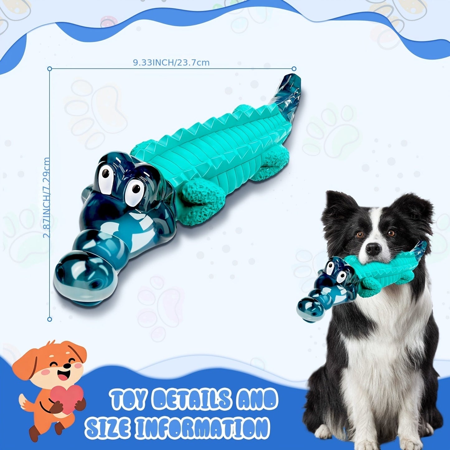 Crocodile Dog Chew Toy for Aggressive Chewers – Indestructible Milk Flavor Rubber Chew Toy with Dental Ridges for Large Medium Dogs 20-100 lbs, Tough Boredom Relief & Teeth Cleaning