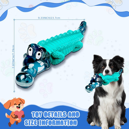 Crocodile Dog Chew Toy for Aggressive Chewers – Indestructible Milk Flavor Rubber Chew Toy with Dental Ridges for Large Medium Dogs 20-100 lbs, Tough Boredom Relief & Teeth Cleaning