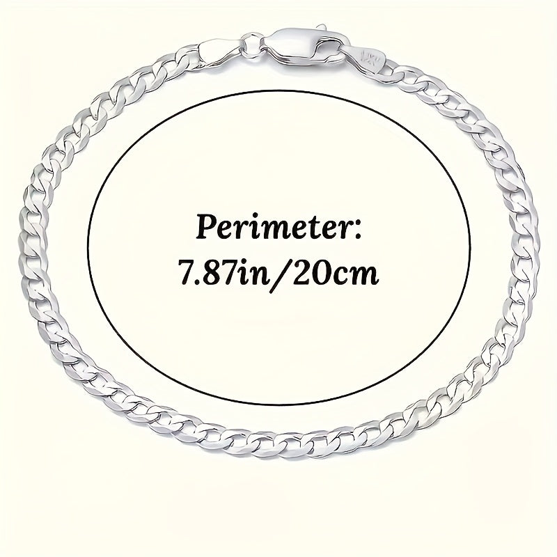 925 Sterling Silver Cuban Chain Bracelet Set of 5 – Handcrafted Stackable Boho Bracelets for Women & Men, Vintage Bohemian Style, Perfect Gift for Christmas, Birthday & Valentine's Day