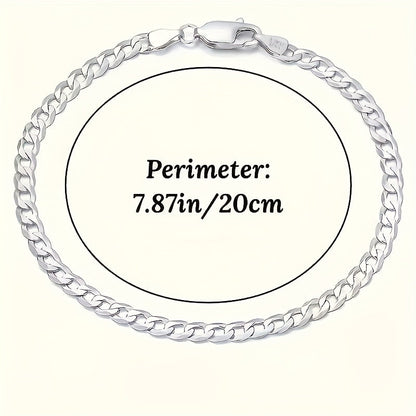 925 Sterling Silver Cuban Chain Bracelet Set of 5 – Handcrafted Stackable Boho Bracelets for Women & Men, Vintage Bohemian Style, Perfect Gift for Christmas, Birthday & Valentine's Day