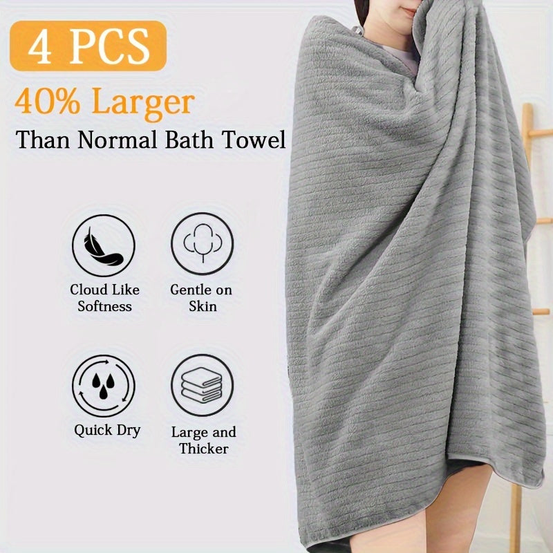 4-Pack Oversized Bath Towels Set 35"x70" – Extra Large XL Microfiber Bath Sheet, Super Soft Quick-Dry Absorbent Shower Towels for Family Hotel Spa, 13 Colors Beige White Grey Navy Blue Green Black