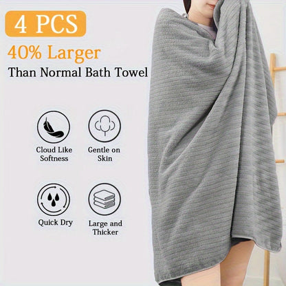 4-Pack Oversized Bath Towels Set 35"x70" – Extra Large XL Microfiber Bath Sheet, Super Soft Quick-Dry Absorbent Shower Towels for Family Hotel Spa, 13 Colors Beige White Grey Navy Blue Green Black