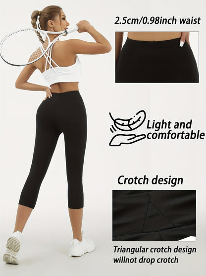 5 Pack Women's High-Elastic Capri Leggings – Opaque Non-See-Through 7/8 Length Workout Pants, 92% Polyester 8% Elastane Athletic Tights for Gym Running Yoga, Machine Washable, XS-XXL Mixed Colors