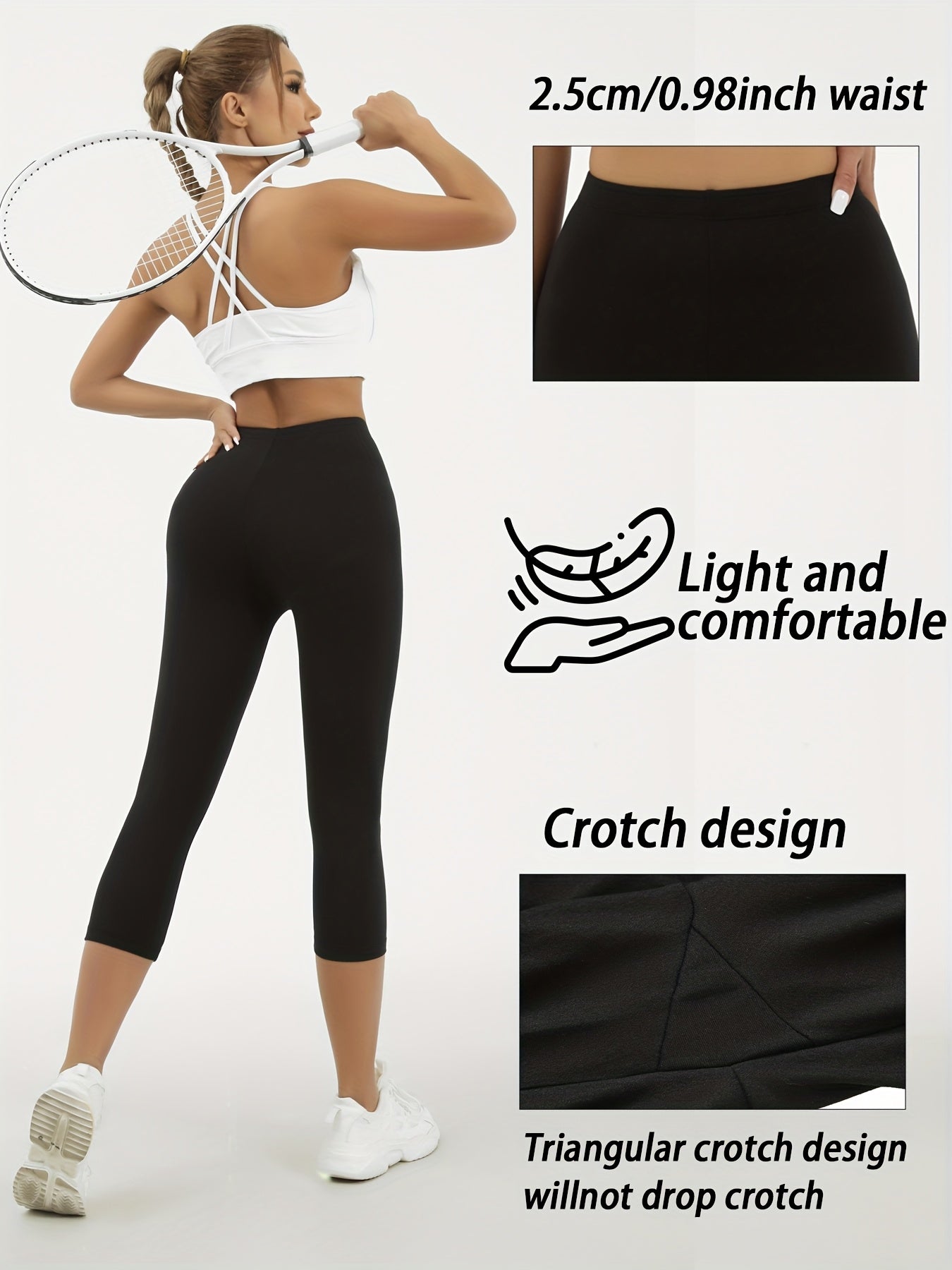 5 Pack Women's High-Elastic Capri Leggings – Opaque Non-See-Through 7/8 Length Workout Pants, 92% Polyester 8% Elastane Athletic Tights for Gym Running Yoga, Machine Washable, XS-XXL Mixed Colors