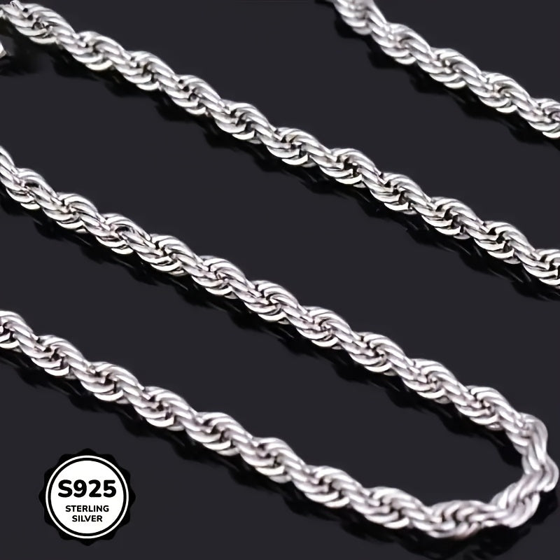 925 Sterling Silver Twisted Rope Chain Necklace for Women – Hip Hop Shiny Basic Chain Choker Layering Necklace 16 18 20 22 24 Inch Elegant Jewelry Gift