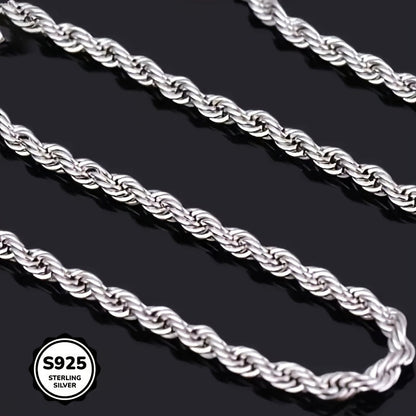 925 Sterling Silver Twisted Rope Chain Necklace for Women – Hip Hop Shiny Basic Chain Choker Layering Necklace 16 18 20 22 24 Inch Elegant Jewelry Gift