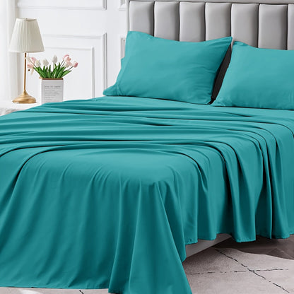 4-Piece Microfiber Bed Sheet Set Deep Pocket – Ultra Soft Breathable Hotel-Grade Sheets, Fade & Shrink Resistant, All Season, Twin Full Queen King, Multiple Colors