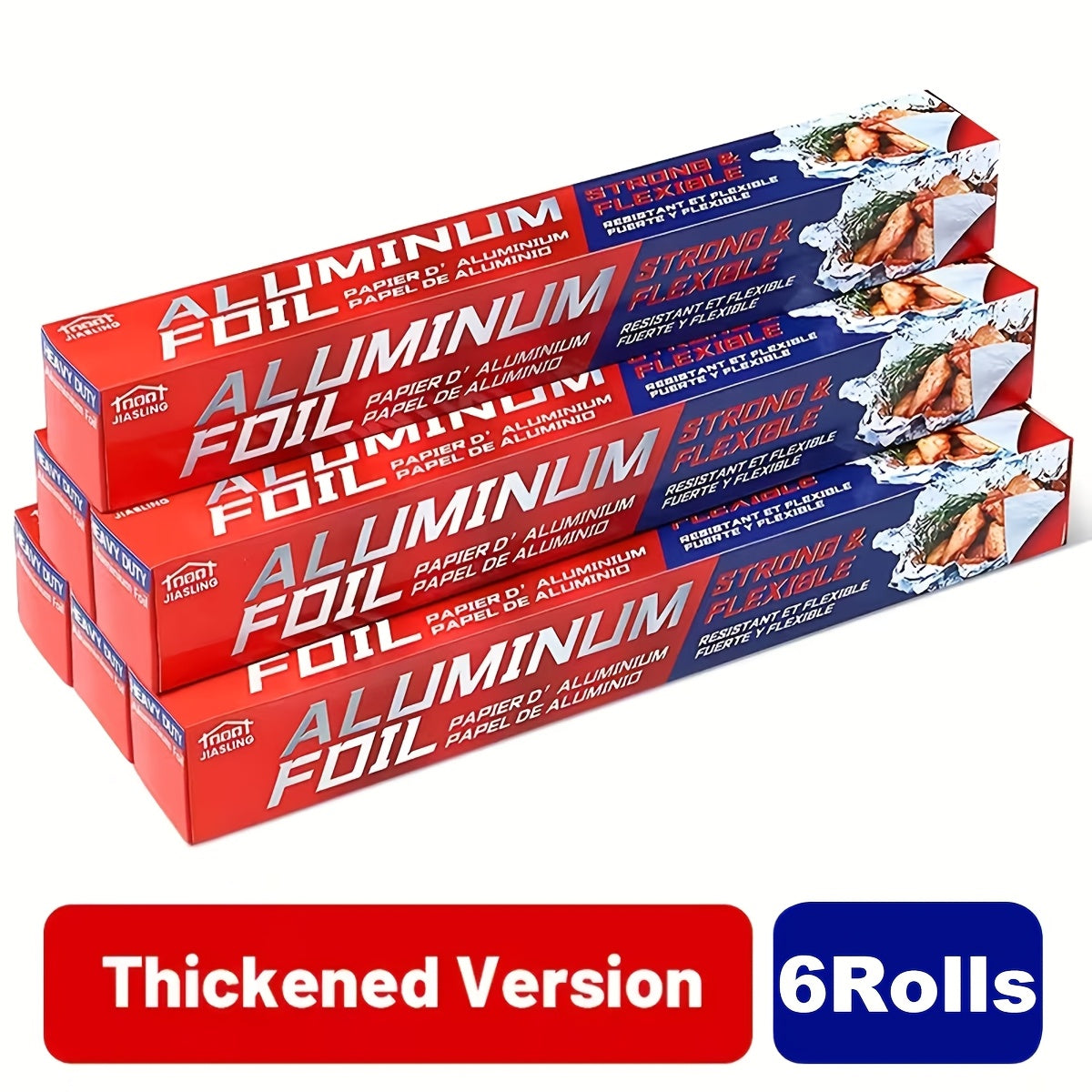 Heavy Duty Aluminum Foil Rolls 6 or 12 Pack – 12 Inch Wide, 30 Sq Ft Per Roll, Thick Strong Foil for Cooking, Grilling, Baking, Food Storage & Restaurant Use, Easy Open Tab