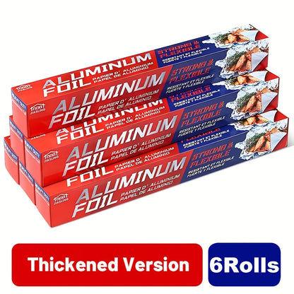 Heavy Duty Aluminum Foil Rolls 6 or 12 Pack – 12 Inch Wide, 30 Sq Ft Per Roll, Thick Strong Foil for Cooking, Grilling, Baking, Food Storage & Restaurant Use, Easy Open Tab