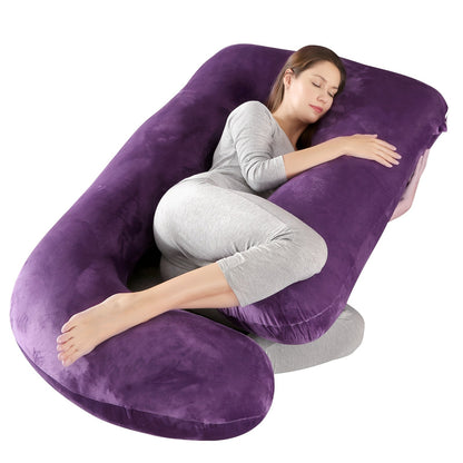 J-Shaped Maternity Pillow Full Body Pregnancy Pillow with Pillowcase – Back, Leg & Tummy Support for Comfortable Sleep, 41" & 60" Sizes, Multiple Colors & Fabrics, Great Baby Shower Gift