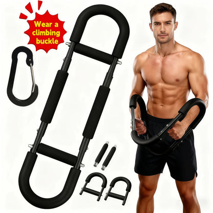 Arm Strength Trainer Chest Expander 3-Bar 3-Level Adjustable Resistance Tubes Portable Detachable Forearm Strengthener Home Gym Workout Device for Muscle Building Upper Body Training