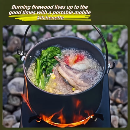 Heavy-Duty Wood Burning Camp Stove – Portable Outdoor Campfire Stove with Sturdy Legs & Air Vents, Firewood Compatible for Hiking, Backpacking, Picnic & BBQ, No Electricity or Flint Needed, Black