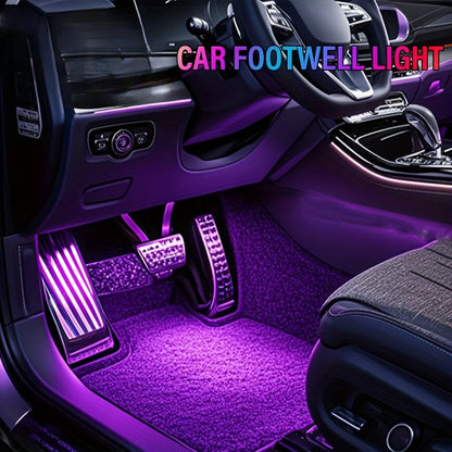 RGB Car LED Interior Light Kit 4-Piece Footwell Underglow Strip Lights, 16 Colors USB Powered with Remote, DIY Ambient Lighting for All Vehicles Cars Trucks SUVs