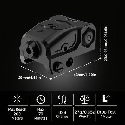 USB-C Rechargeable Laser Sight for Picatinny Rail – Green & Red Laser Dot Sight with Tactical Flashlight Combo, Vibration-Resistant, Quick Adjust, for Handguns Rifles Hunting Competition