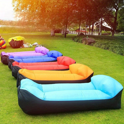 Portable Inflatable Sofa & Recliner Chair for Outdoor Use – Heavy-Duty Bed-Like Lounger, Quick Inflation & Deflation, Lightweight & Compact for Camping, Beach, Backyard & Travel, No Pump Needed