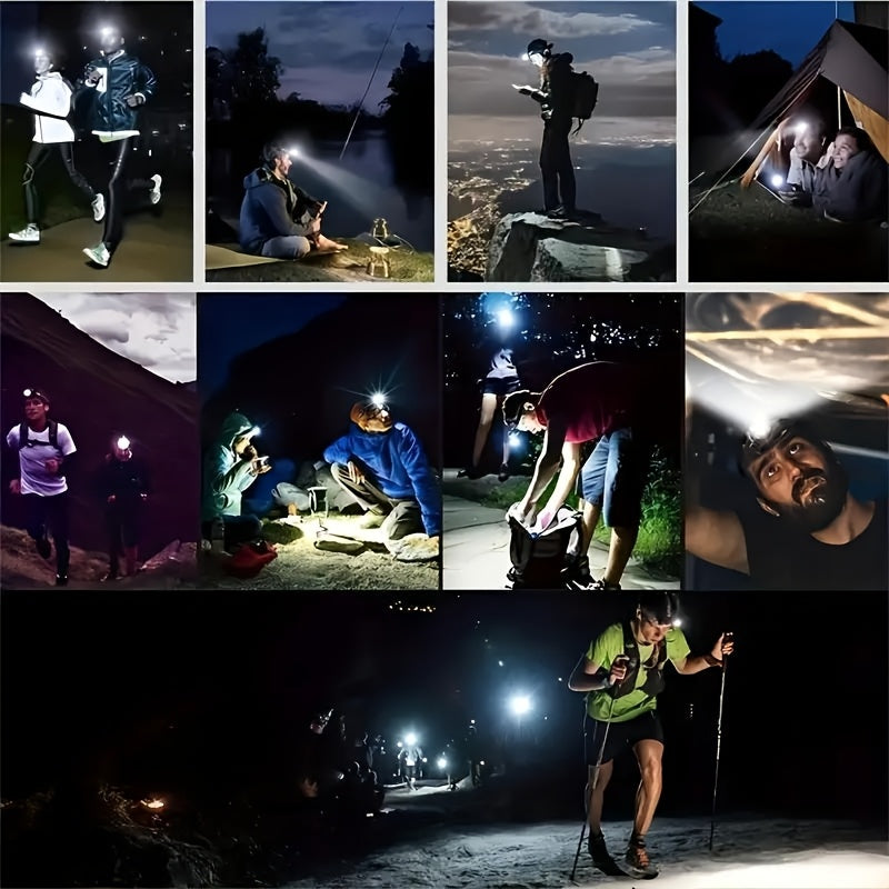 2-Pack 5-LED Headlamp USB Rechargeable IP65 Waterproof 4-Mode for Hiking Camping Hunting Fishing Running