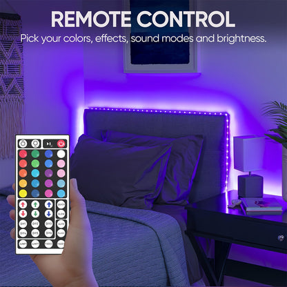 LED Strip Lights 100ft RGB Color Changing – Smart Remote Control, Stepless Dimming, Flashing & DIY Modes, Indoor TV Backlight, Bedroom, Living Room, Stairs, Party & Holiday Decor