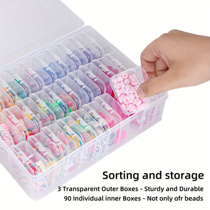 Clear Bead Organizer Box 30 Compartments Hinged Lid 3 or 5 Pack Storage Container for Jewelry Bracelet Making Craft Nail Art 8.8x6.7 Inch