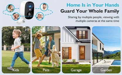 Solar Powered Outdoor Security Camera 2K 3MP – Wireless WiFi CCTV with AI Motion Detection, Color Night Vision, Spotlight, 2-Way Audio, IP66 Waterproof, No Monthly Fee, Cloud & SD Storage, Battery Powered