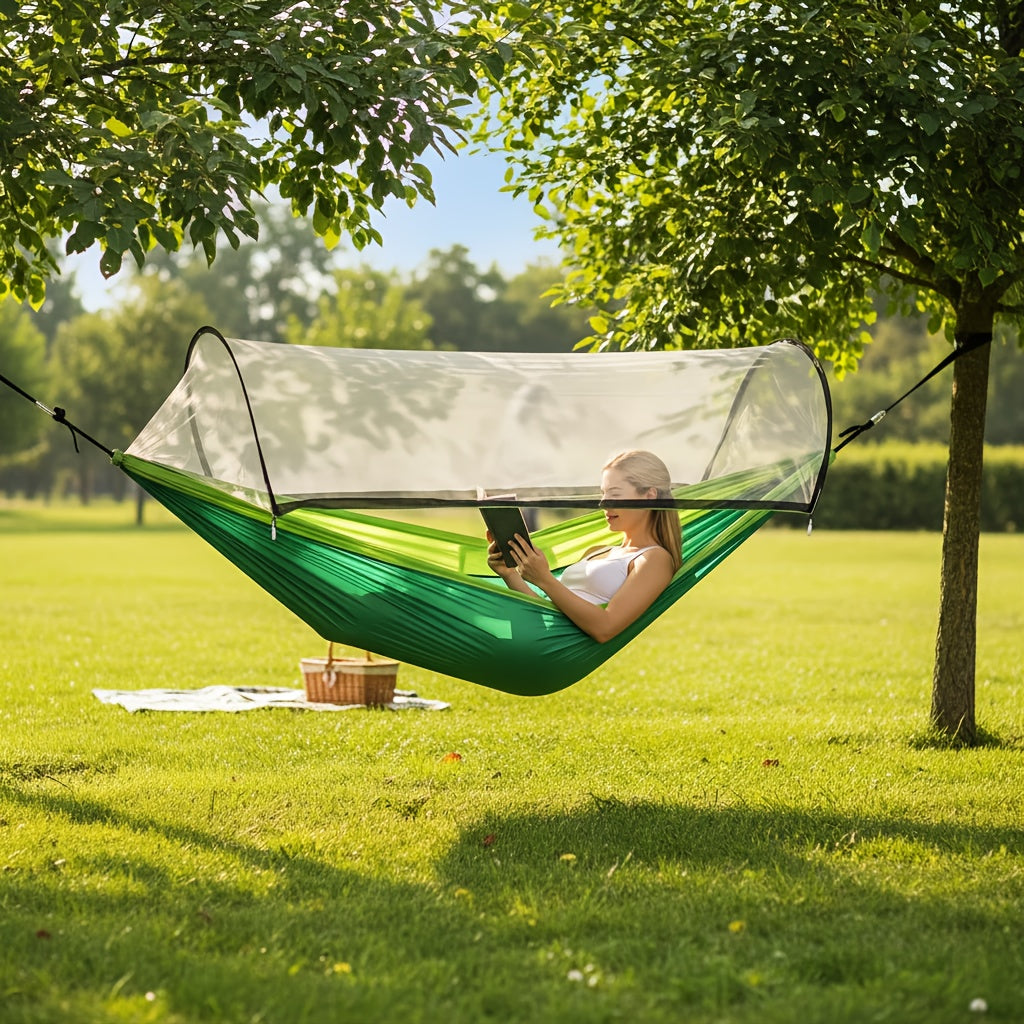 3-in-1 Double Camping Hammock with Mosquito Net and Sun Shade – Lightweight Portable Durable, Ideal for Camping Hiking Backpacking Picnicking Parks, 7 Color Options