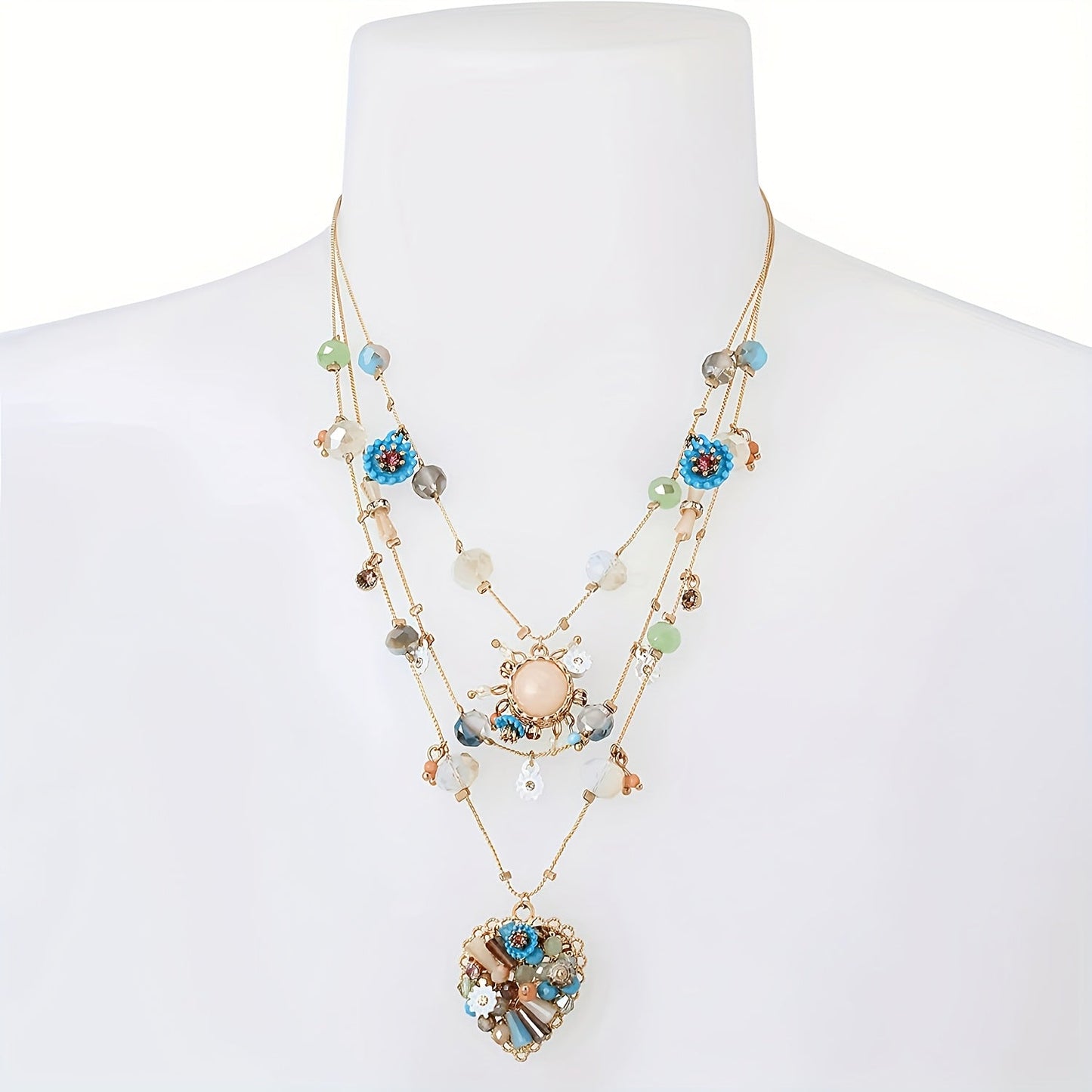925 Sterling Silver Handmade Multi-Layer Love Beaded Necklace & Earring Set for Women – December Birthstone Jewelry, Elegant Daily & Wedding Gift with Free Gift Box