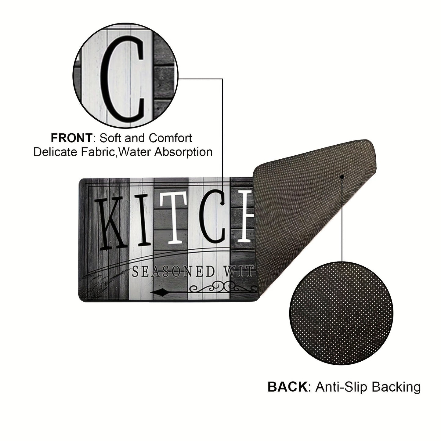 Non-Slip Absorbent Kitchen Mat | Premium Print Anti-Fatigue Floor Rug | Washable Door Mat for Kitchen Bathroom Laundry Bedroom Hallway | Wood Grain & Solid | Multiple Sizes 20x31.5" to 23.6x71"