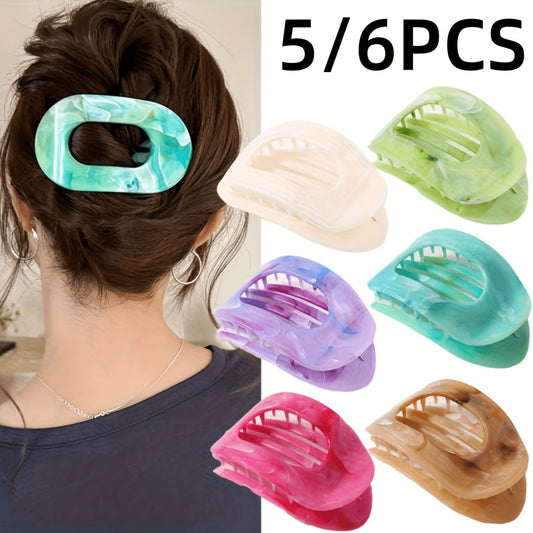 Oversized Shark Claw Hair Clips Set 5/6 Pcs – Non-Slip Extra-Large Flat Claw Clips for Thick Hair, Beach, Party & Everyday Wear, Vibrant Colors