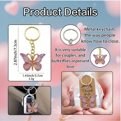 36pcs Gradient Color Butterfly Keychains Bulk Set – Elegant Butterfly Charms with Round Ring Clasp for Parties, Weddings & Birthdays – Decorative Gift Set & Party Favors