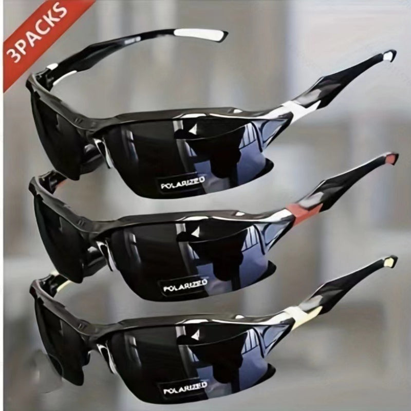 3-Pack Sports Sunglasses UV400 Half Frame for Men & Women – Lightweight Polarized Goggles for Running, Fishing, Skiing, Driving & Outdoor Activities, Sun Protection Eyewear Set