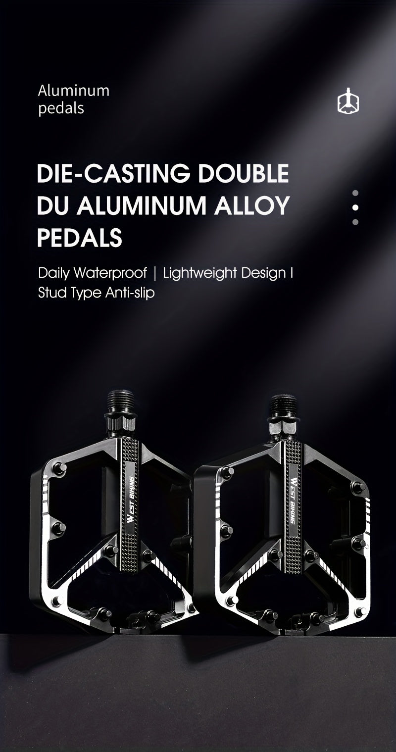 Aluminum Alloy Bike Pedals 3 Bearings Non-Slip Lightweight Bicycle Pedals with Hexagonal Sleeve for Mountain Bikes & Road Bikes – Easy Install, Durable Multi-Color Cycling Accessories, 1 Pair