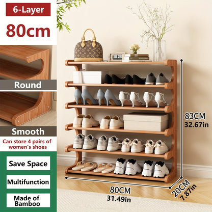 Shoe Rack 3/5/6 Tier Wood Grain Cube Organizer | Multi-Layer Space-Saving Shoe Storage Shelf | Easy No-Tool Assembly | Self-Standing Shoe Tower for Entryway Closet Dorm Bedroom | Brown