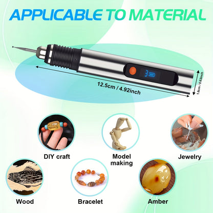 Electric Engraving Pen Kit 57 Accessories - USB Rechargeable Cordless Engraver with 21000 RPM, 3-Speed Control, 90-Min Battery, for Metal, Glass, Wood, Stone & Jewelry - DIY Craft Gift