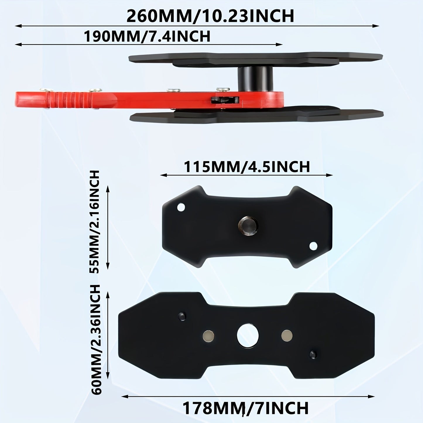 Brake Caliper Compression Tool with 360° Ratchet – Piston Spreader Press for 2 & 4 Piston Fixed & Floating Disc Brake Calipers, Alloy Steel, 2 Spacers Included, Red Handle, Auto Repair Tool