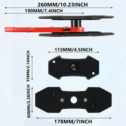 Brake Caliper Compression Tool with 360° Ratchet – Piston Spreader Press for 2 & 4 Piston Fixed & Floating Disc Brake Calipers, Alloy Steel, 2 Spacers Included, Red Handle, Auto Repair Tool