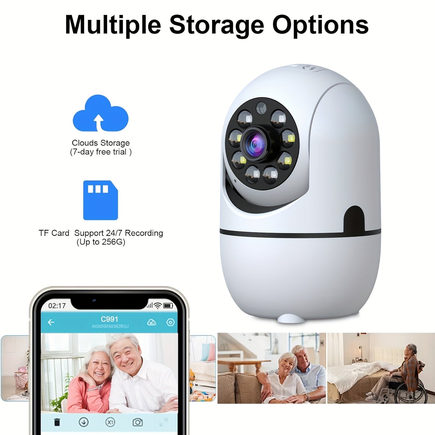 Indoor WiFi Security Camera 4-Pack 355° Pan Tilt Night Vision Motion Detection Two-Way Talk Baby Pet Monitor – 2.4G 5G Dual Band WiFi Cloud 256GB SD Alexa Compatible