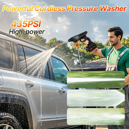 Cordless Pressure Washer 300W, Handheld Electric Car Wash Gun with 6-in-1 Nozzle, 1.3GPM High Pressure Washer with 15000mAh Battery, 60-Min Runtime for Car Wash, Home, Floor & Garden Cleaning